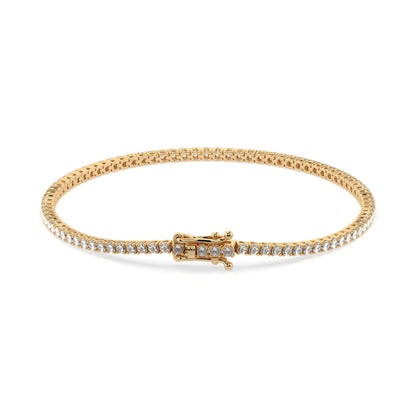 Lab created diamond tennis bracelet 0.8ct in solid gold, view 6, by Qutahia Jewelry
