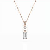 Diamond Pendant Necklace Baguette 0.04ct by Qutahia Jewellery