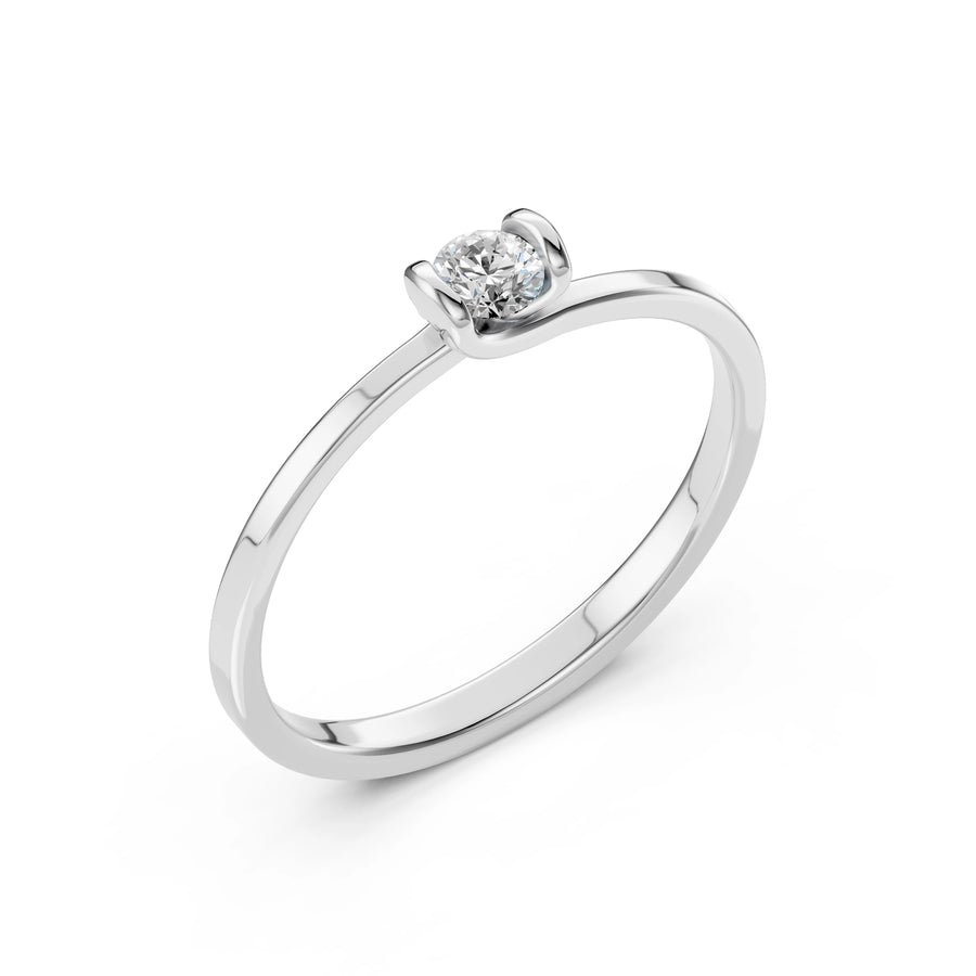 Solitaire Diamond Ring Round 0.15ct by Qutahia Jewellery