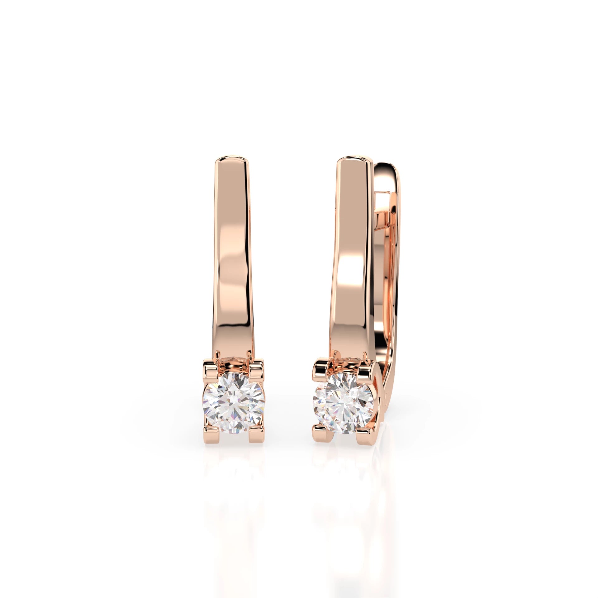 Solitaire English Lock Earring (Round), 0.3 ct — 102-10022(3.4)