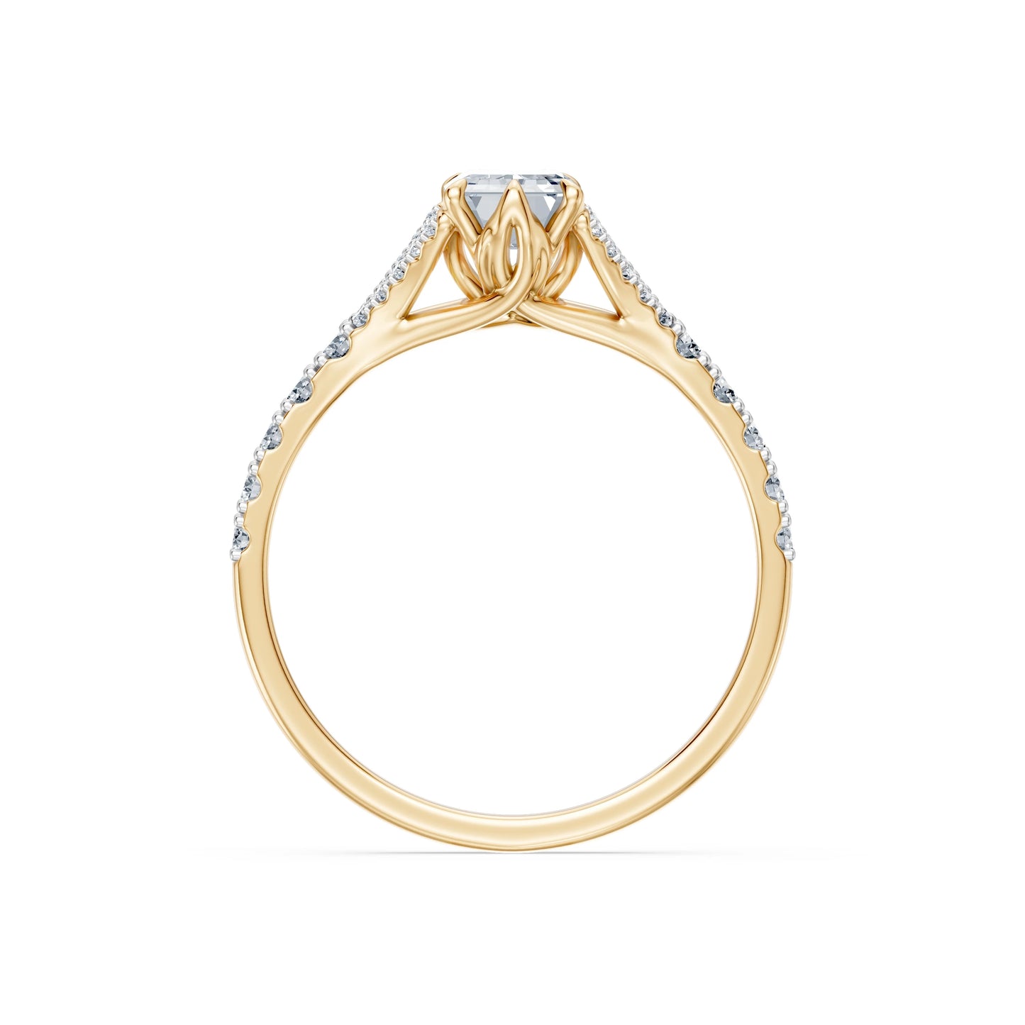 Emerald Lab Grown Diamond Micro Pave Eternity Ring 1.5ct by Qutahia Jewellery