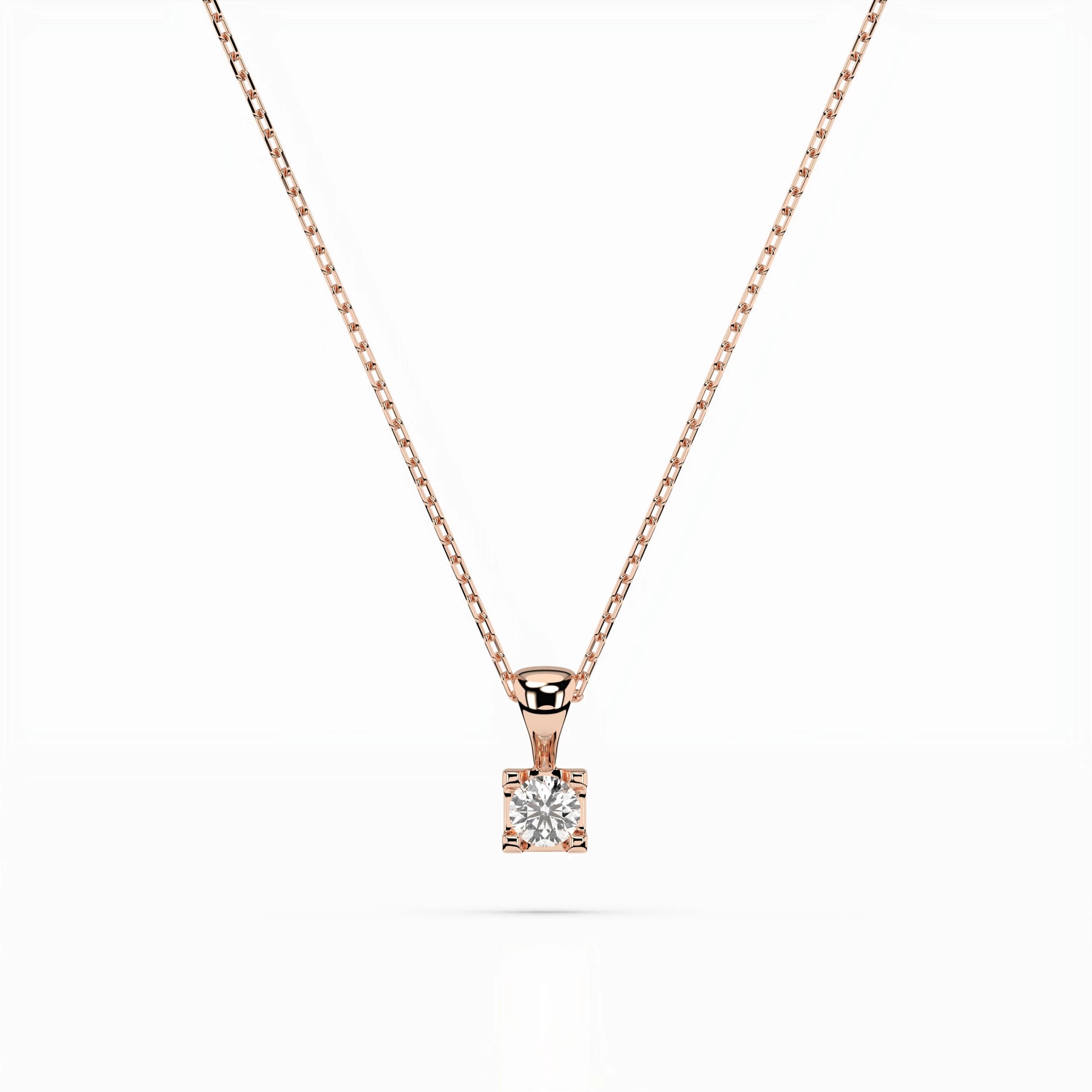Solitaire Necklace (Round), 0.08 ct — 104-10013(2.7)