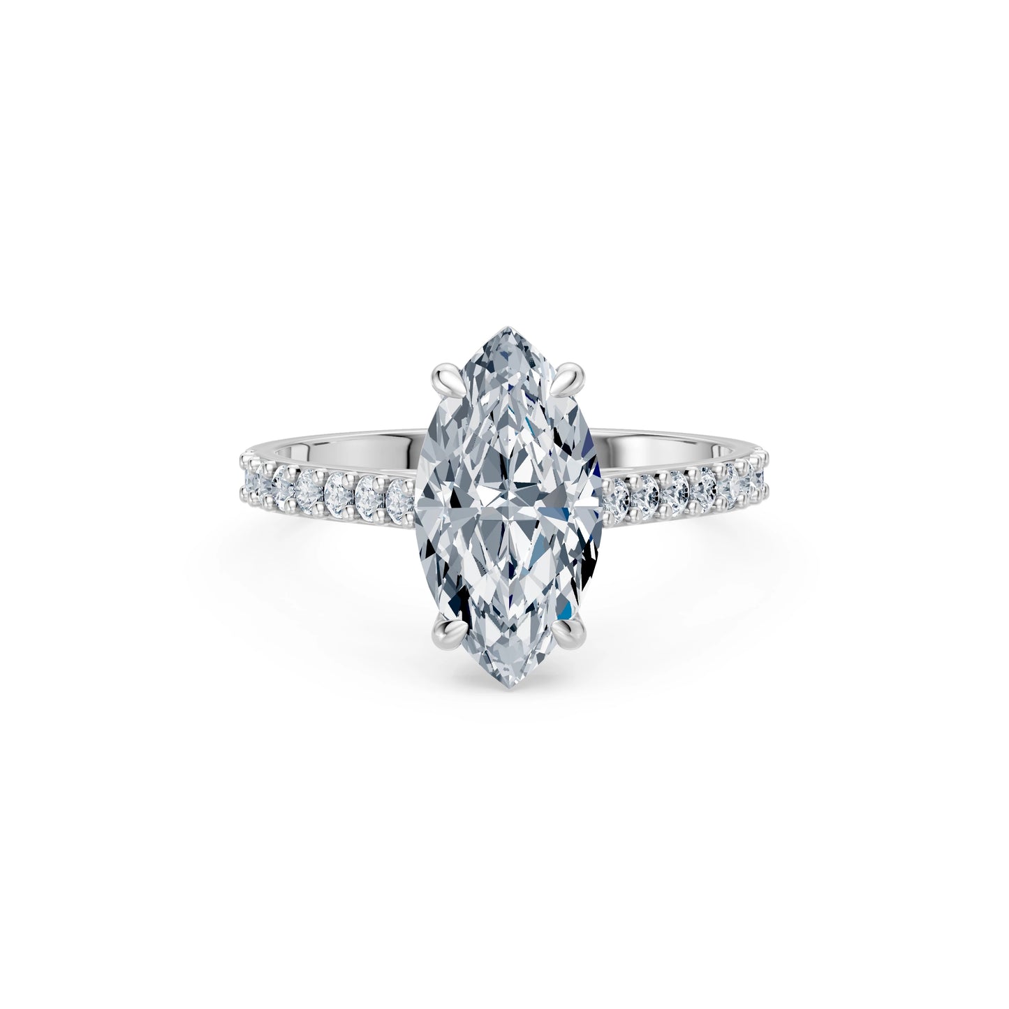 Marquise Lab Grown Diamond Slim Pave Eternity Ring 2.0ct by Qutahia Jewellery