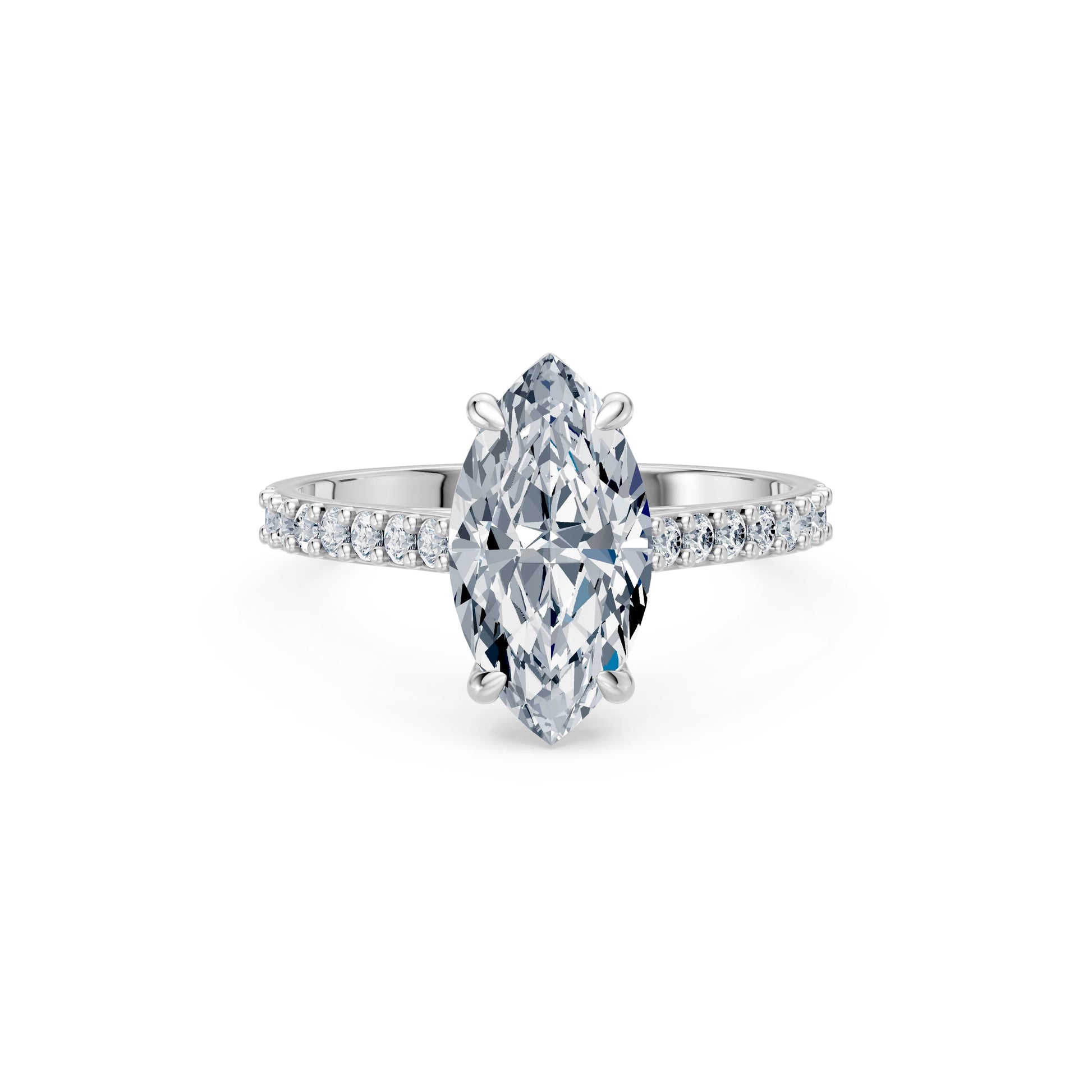 Marquise Lab Grown Diamond Slim Pave Eternity Ring 2.0ct by Qutahia Jewellery
