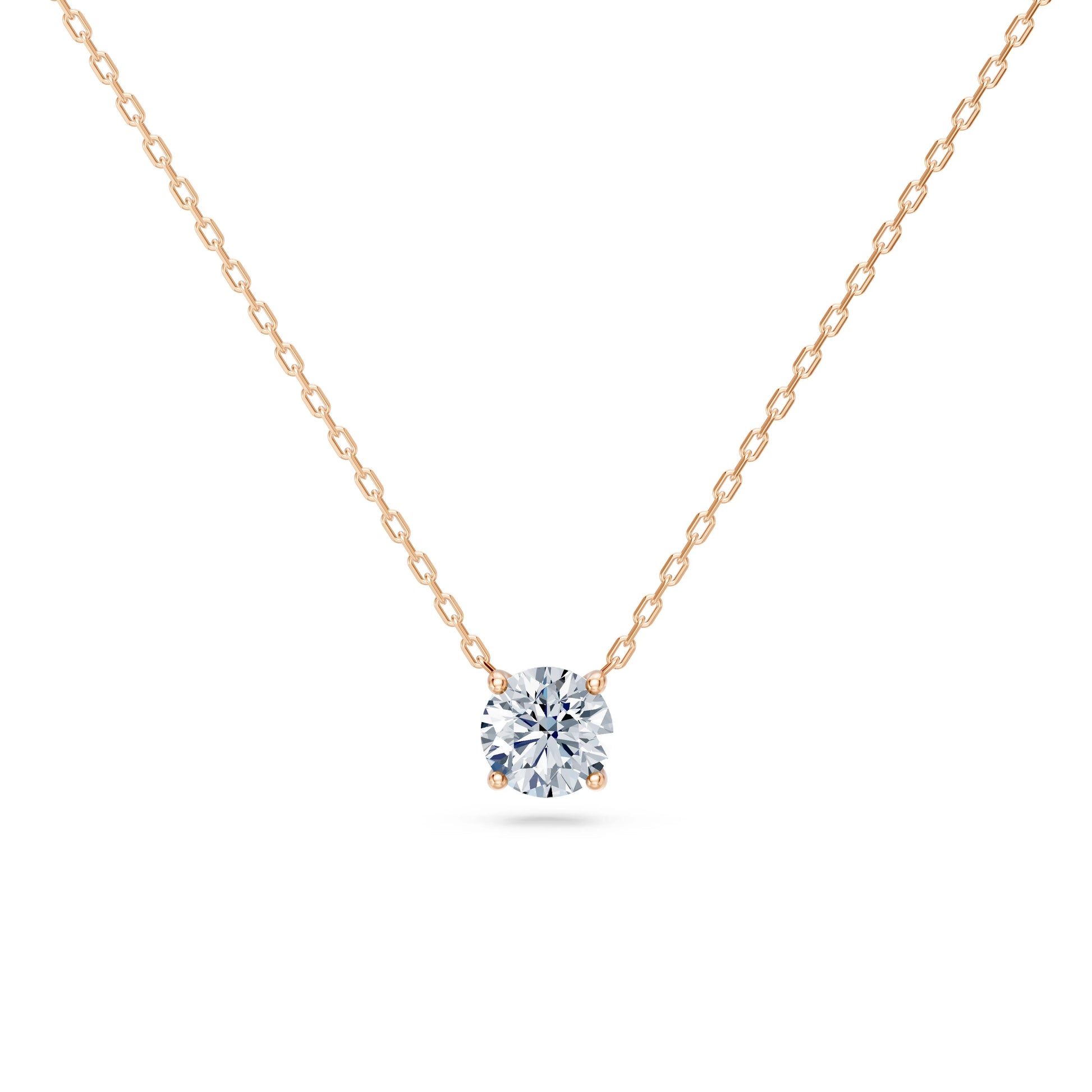 Round Brilliant Diamond Fine Solitaire Necklace 0.7ct by Qutahia Jewellery