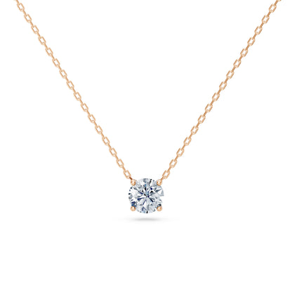 Round Brilliant Diamond Fine Solitaire Necklace 0.7ct by Qutahia Jewellery