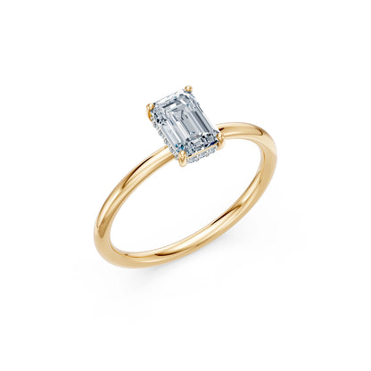 Emerald Lab Grown Diamond Micro Pave Engagement Ring 1.0ct by Qutahia Jewellery