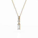 Diamond Pendant Necklace Baguette 0.04ct by Qutahia Jewellery