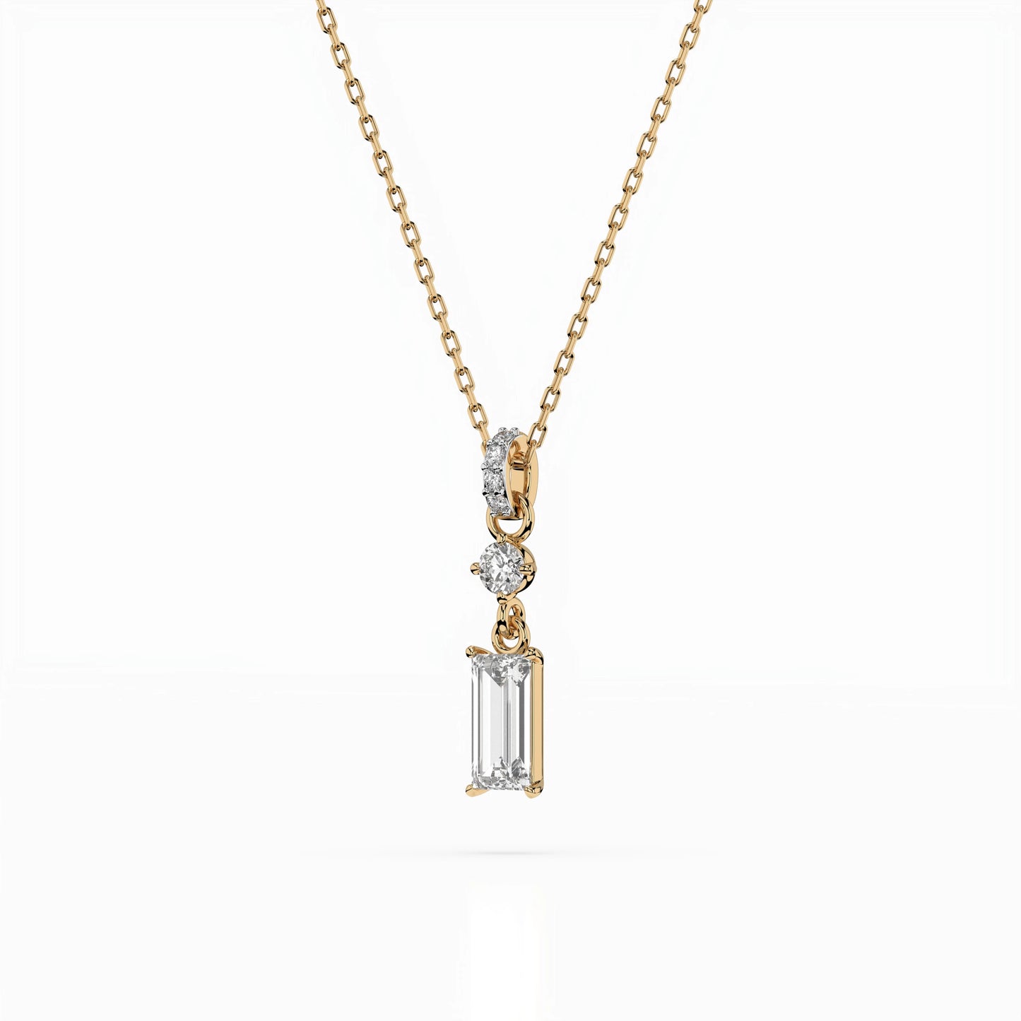 Solitaire Necklace (Baguette), 0.04 ct — 104-10071/3(0.30)BAQ