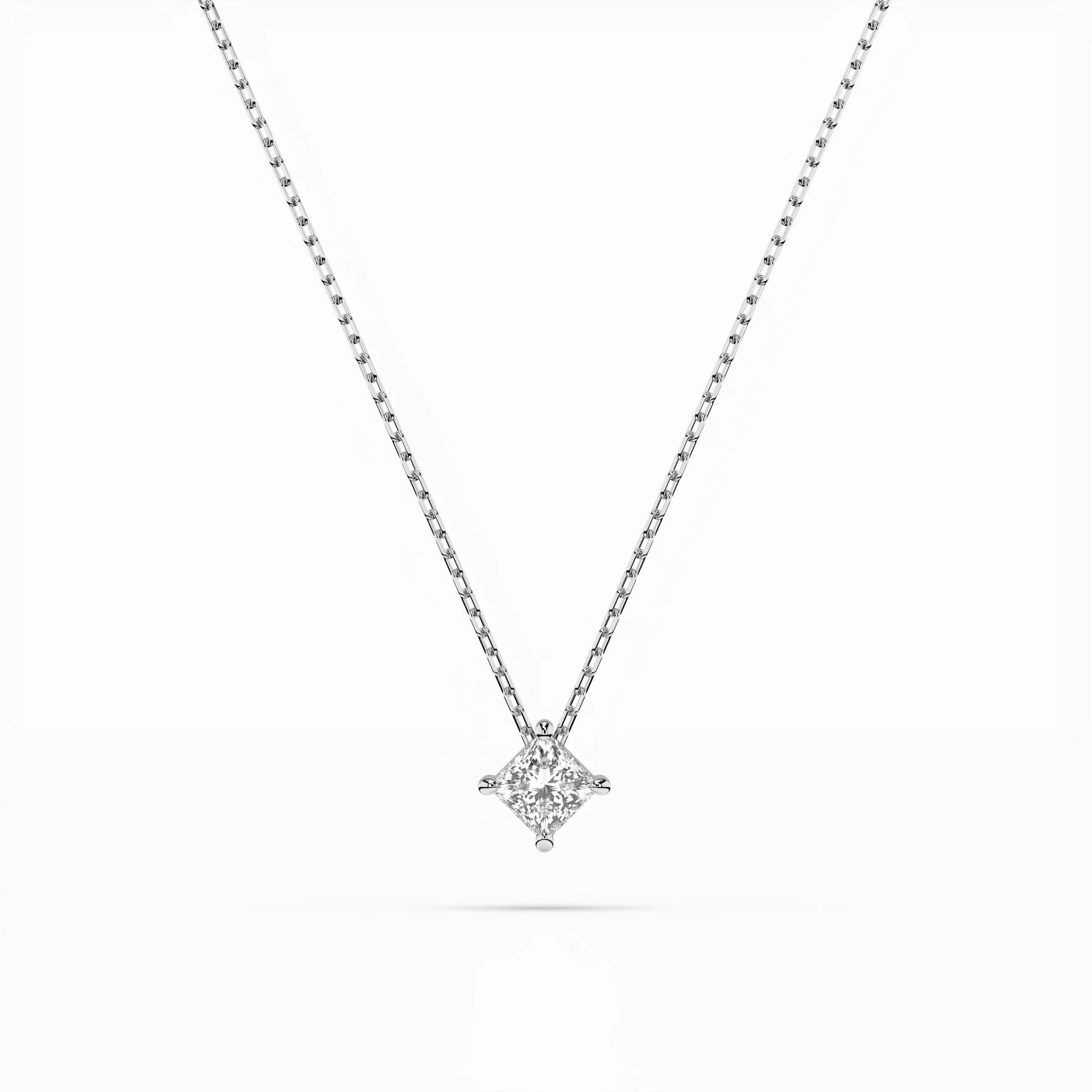 Solitaire Necklace (Princess), 0.1 ct — 104-10055(2.5)PR