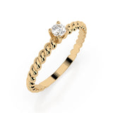 Solitaire Diamond Ring Round 0.06ct by Qutahia Jewellery