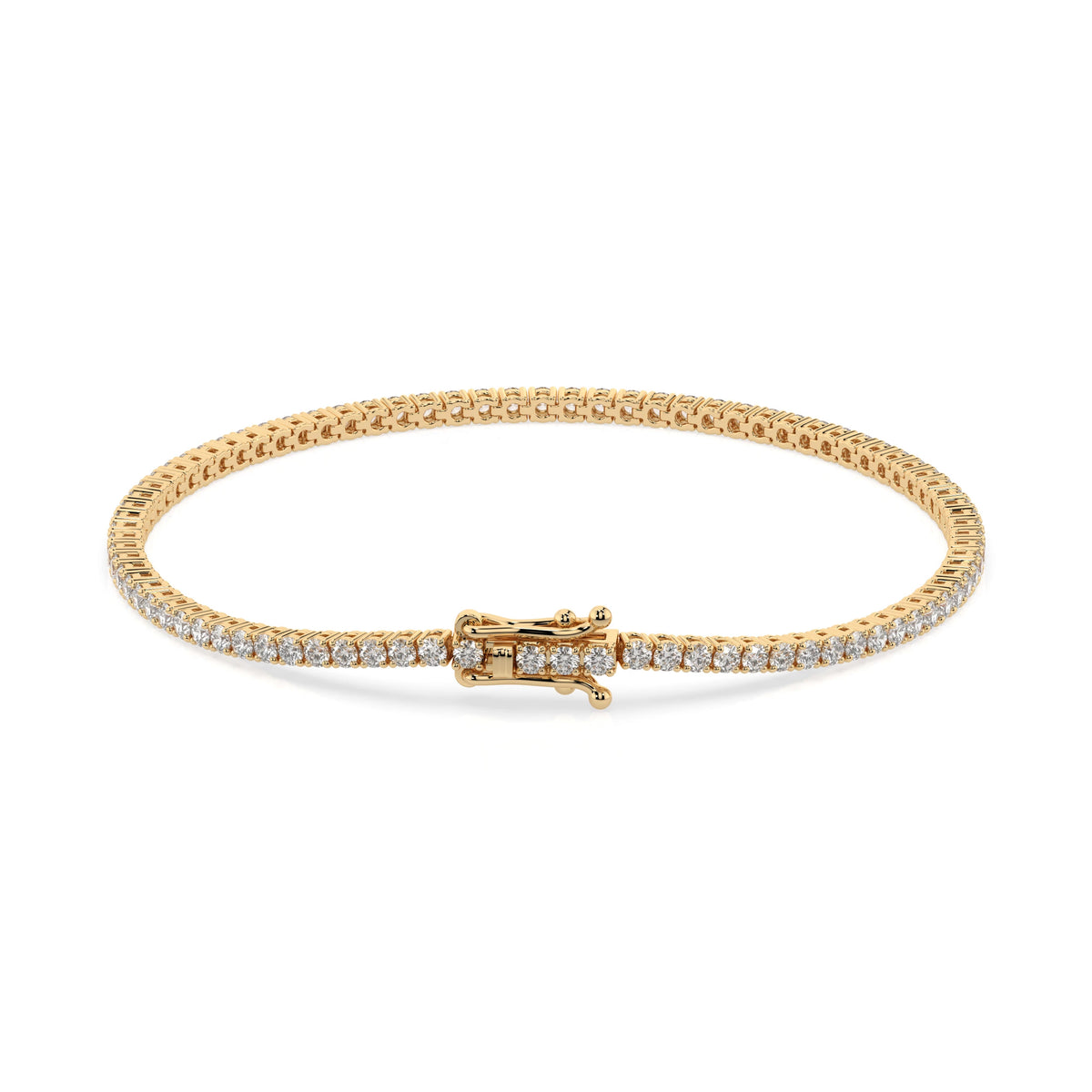 14k gold tennis bracelet 1.8ct with round diamonds, view 6, by Qutahia Jewelry