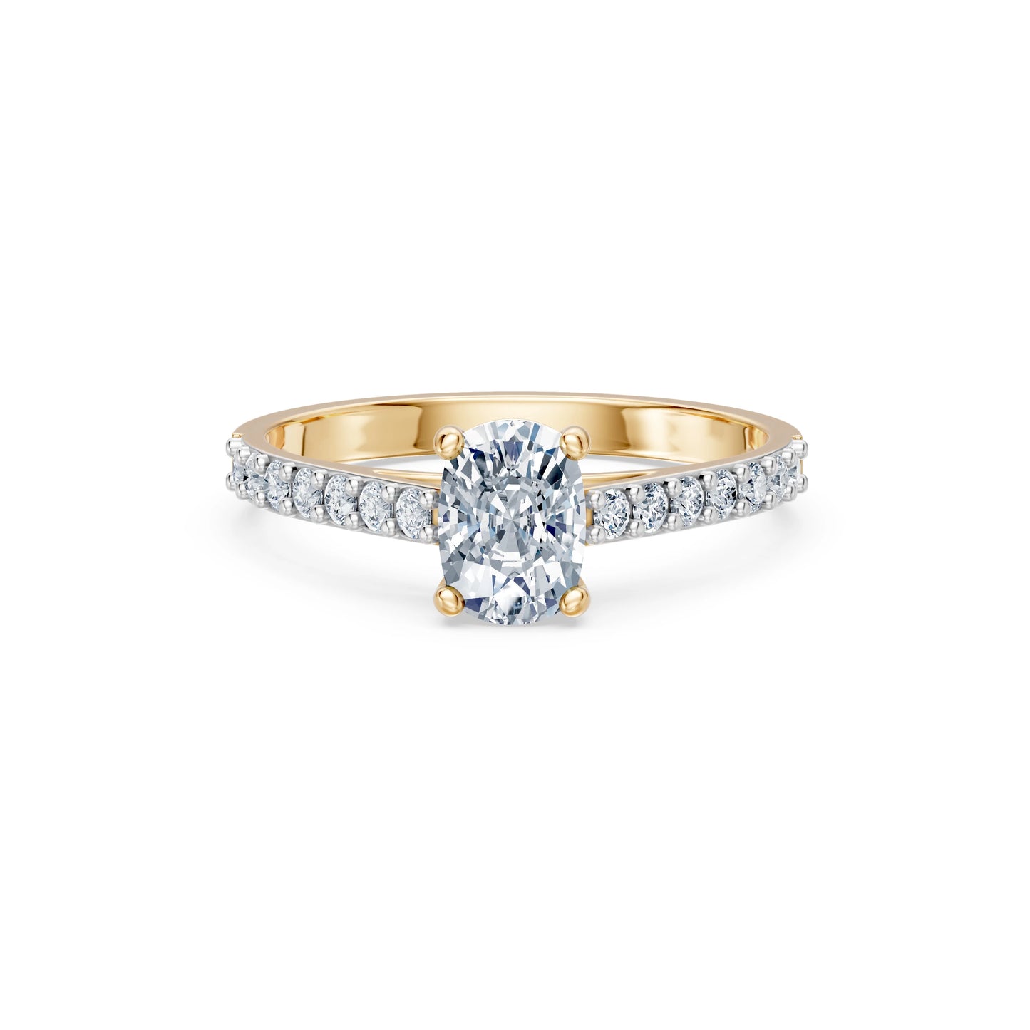 Cushion Lab Grown Diamond Slim Pave Eternity Ring 1.0ct by Qutahia Jewellery