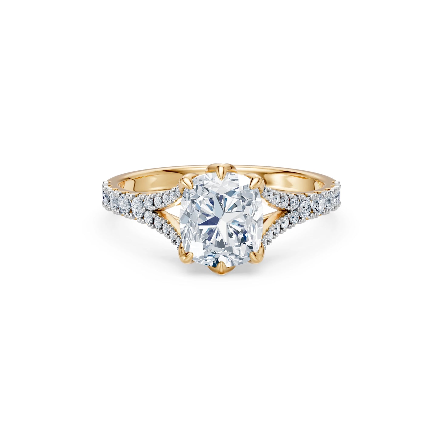 Cushion Lab Grown Diamond Micro Pave Eternity Ring 2.0ct by Qutahia Jewellery