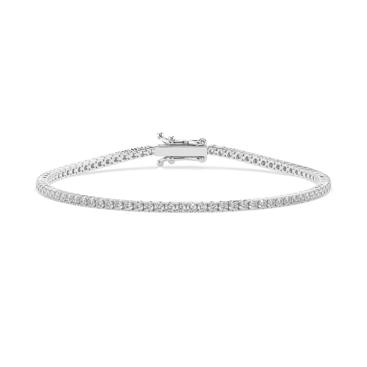 14k gold tennis bracelet 1.8ct with round diamonds, view 1, by Qutahia Jewelry