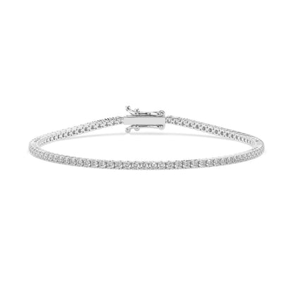 14k gold tennis bracelet 1.8ct with round diamonds, view 1, by Qutahia Jewelry