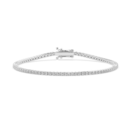 14k gold tennis bracelet 1.8ct with round diamonds, view 1, by Qutahia Jewelry