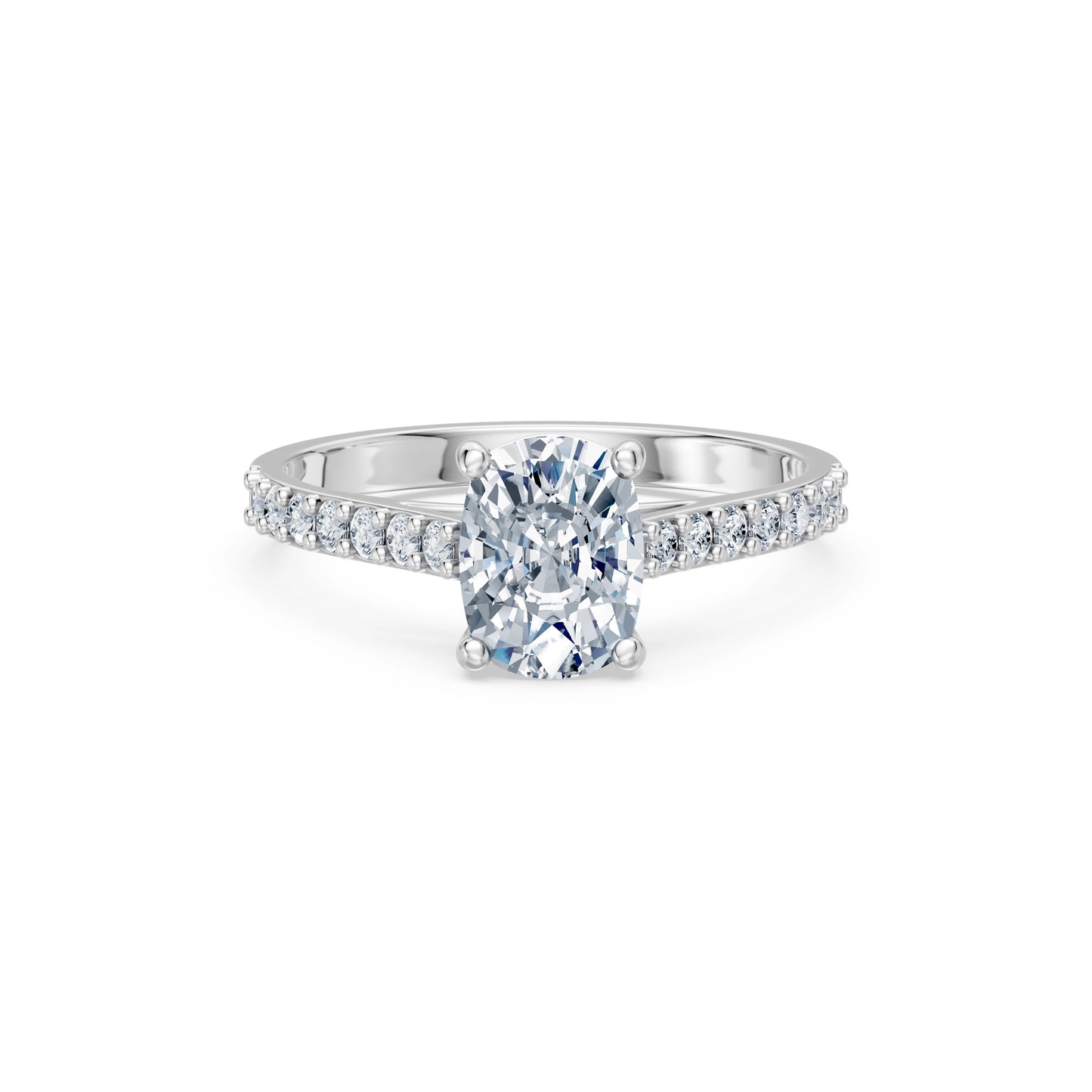 Cushion Lab Grown Diamond Pave Eternity Ring 1.5ct by Qutahia Jewellery