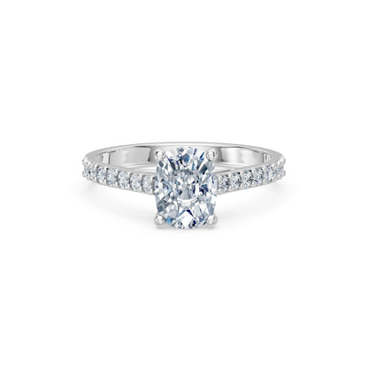 Cushion Lab Grown Diamond Pave Eternity Ring 1.5ct by Qutahia Jewellery