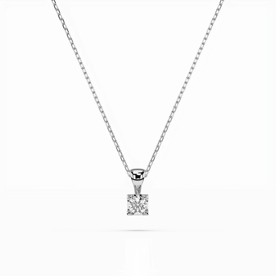Diamond Pendant Necklace Round 0.15ct by Qutahia Jewellery