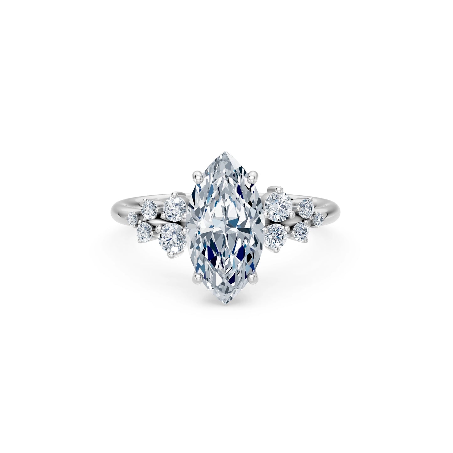 Marquise Lab Grown Diamond Classic Pave Eternity Ring 2.0ct by Qutahia Jewellery