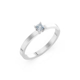 Solitaire Diamond Ring Princess 0.17ct by Qutahia Jewellery