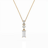 Diamond Pendant Necklace Baguette 0.04ct by Qutahia Jewellery