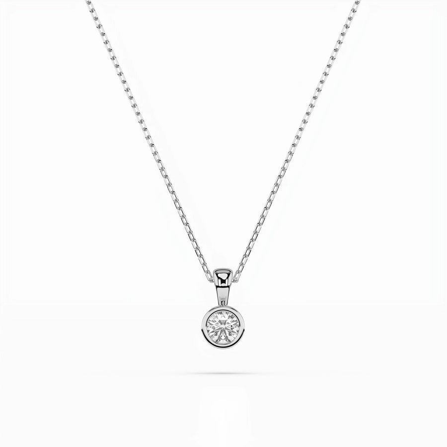 Diamond Pendant Necklace Round 0.1ct by Qutahia Jewellery