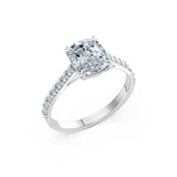 Cushion Lab Grown Diamond Slim Pave Eternity Ring 2.0ct by Qutahia Jewellery