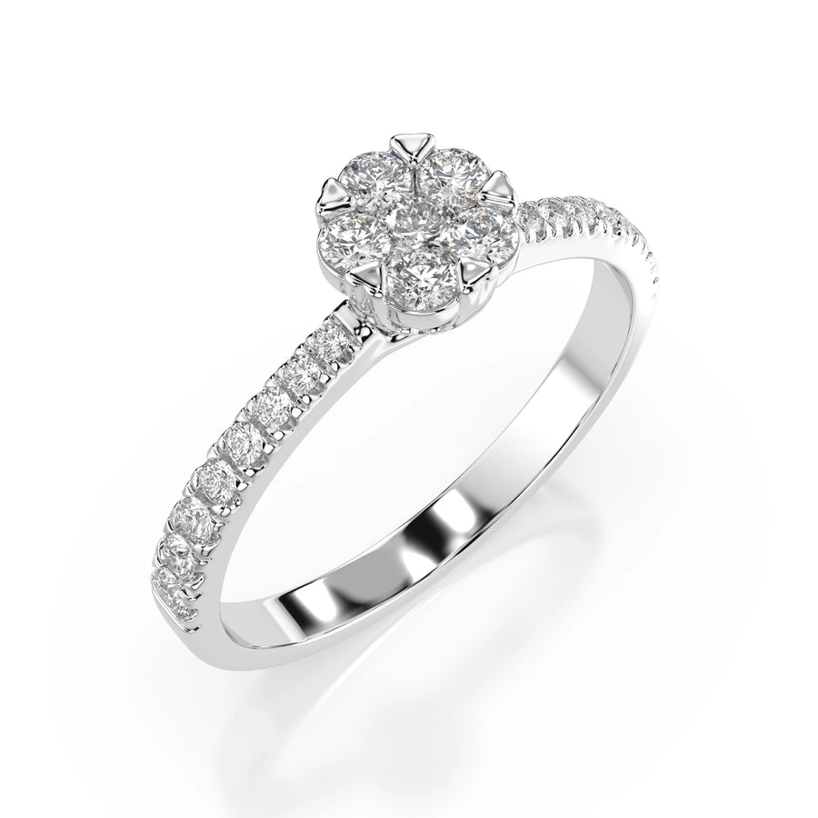 Illusion Diamond Ring Round 0.06ct by Qutahia Jewellery