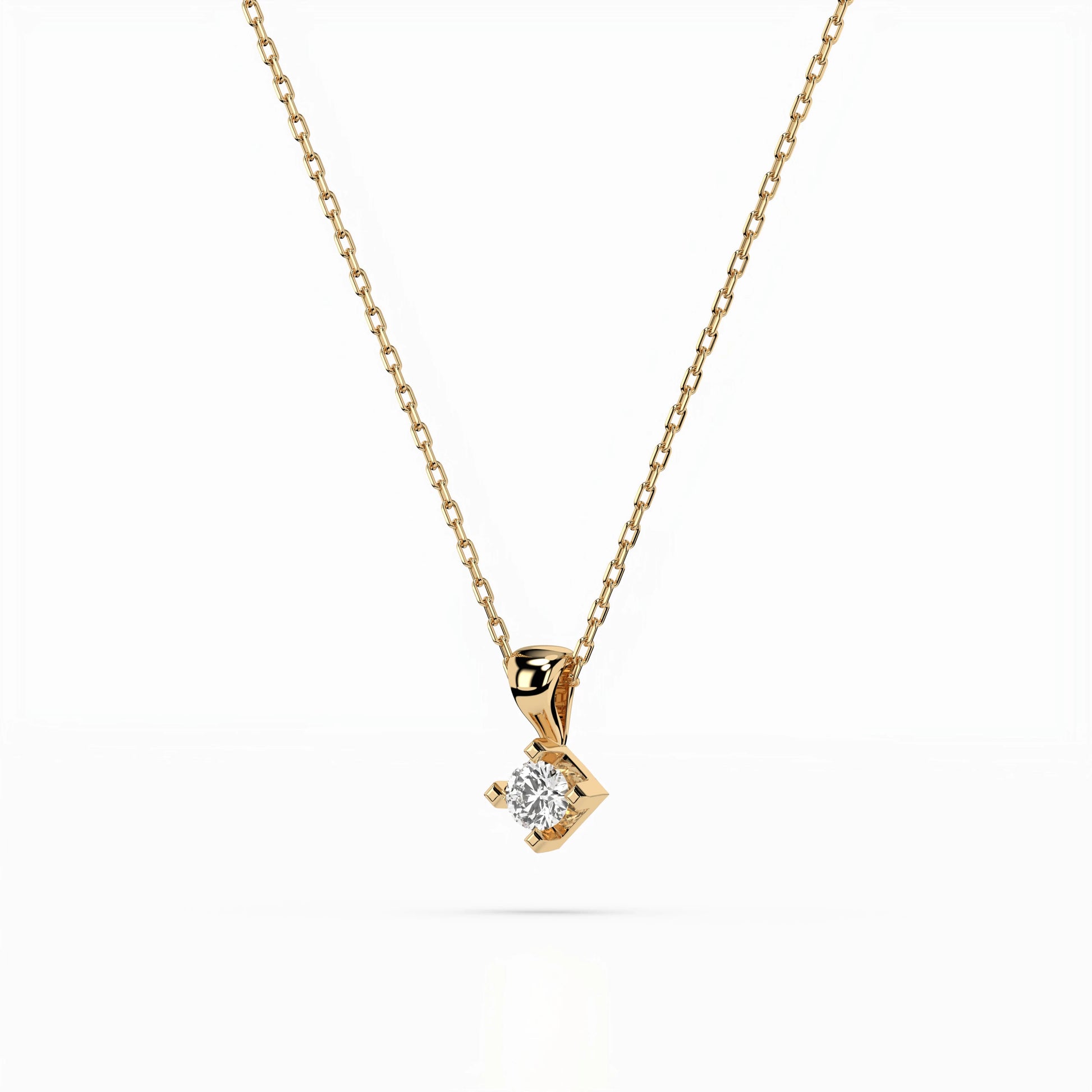 Solitaire Necklace (Round), 0.08 ct — 104-10014(2.7)