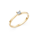 Solitaire Diamond Ring Princess 0.17ct by Qutahia Jewellery