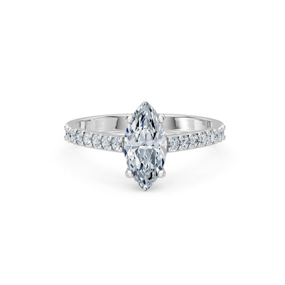 Marquise Lab Grown Diamond Slim Pave Eternity Ring 1.0ct by Qutahia Jewellery