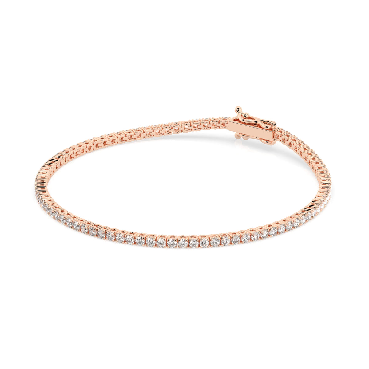 Lab created diamond tennis bracelet 0.8ct in solid gold, view 8, by Qutahia Jewelry
