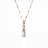 Diamond Pendant Necklace Baguette 0.04ct by Qutahia Jewellery