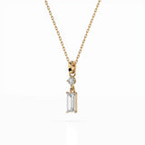 Diamond Pendant Necklace Baguette 0.04ct by Qutahia Jewellery
