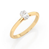 Solitaire Diamond Ring Oval 0.3ct by Qutahia Jewellery