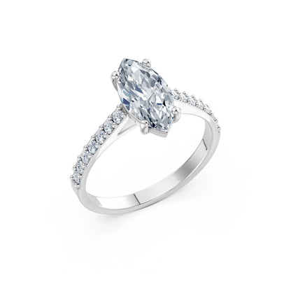 Marquise Lab Grown Diamond Slim Pave Eternity Ring 1.5ct by Qutahia Jewellery