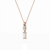 Diamond Pendant Necklace Baguette 0.1ct by Qutahia Jewellery