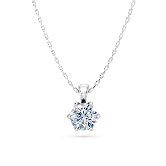 Round Brilliant Diamond Classic Solitaire Necklace 0.7ct by Qutahia Jewellery