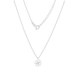 Qutahia Jewelry solid 9ct or 14k yellow gold clover pendant necklace with clear zircon.