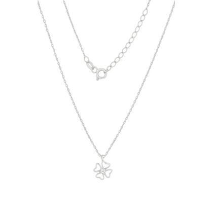 Qutahia Jewelry solid 9ct or 14k yellow gold clover pendant necklace with clear zircon.